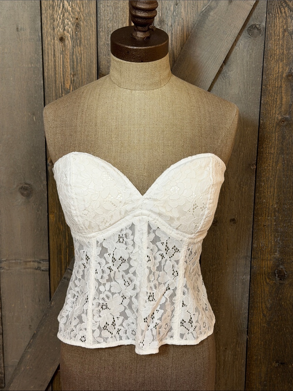 AFRM Torri Lace Corset Bustier Top White Strapless Bridal Coquette NWT Medium